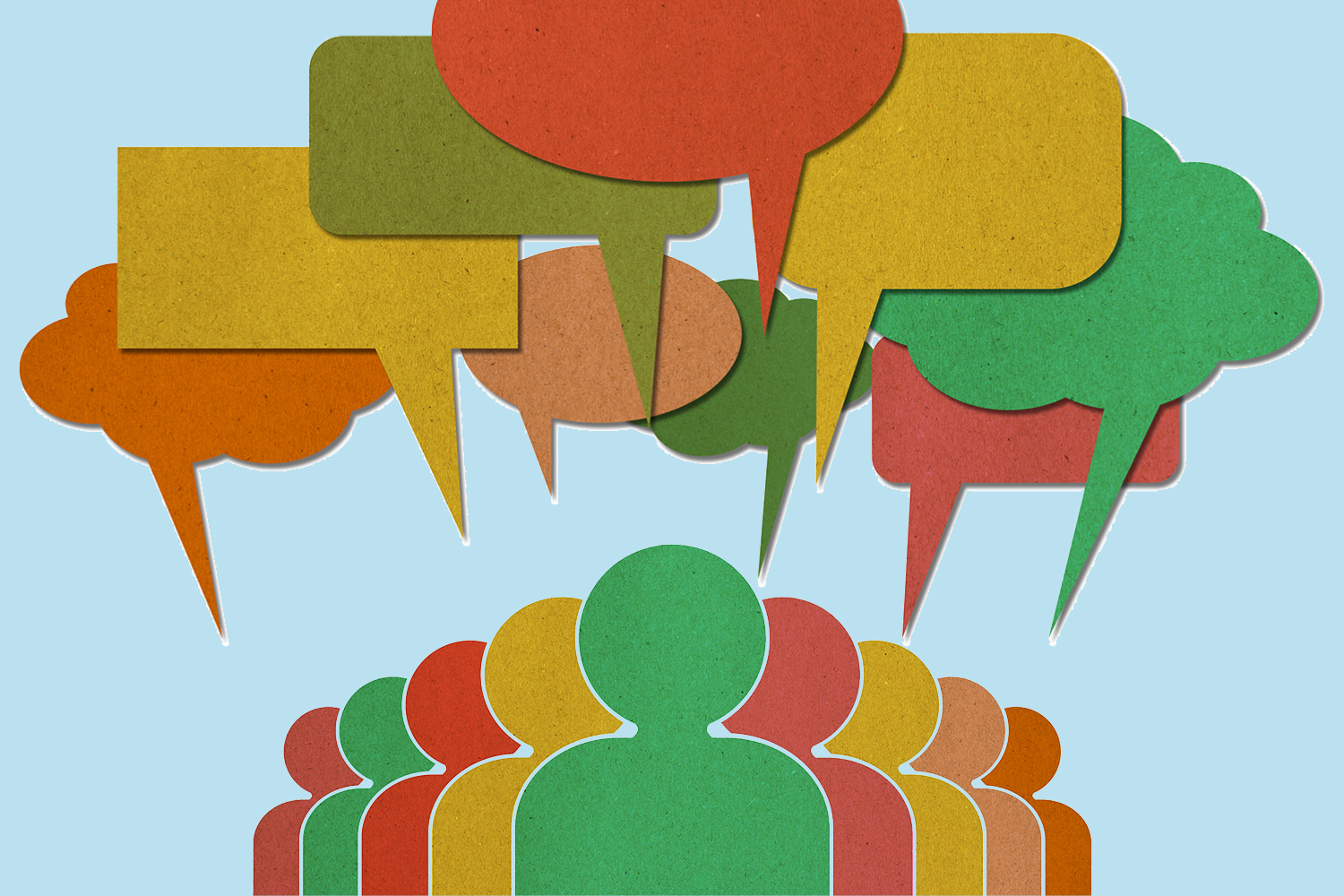 an illustration of many different voices being heard