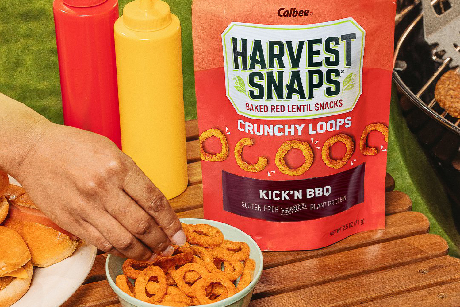 a bowl of baked red lentil snacks