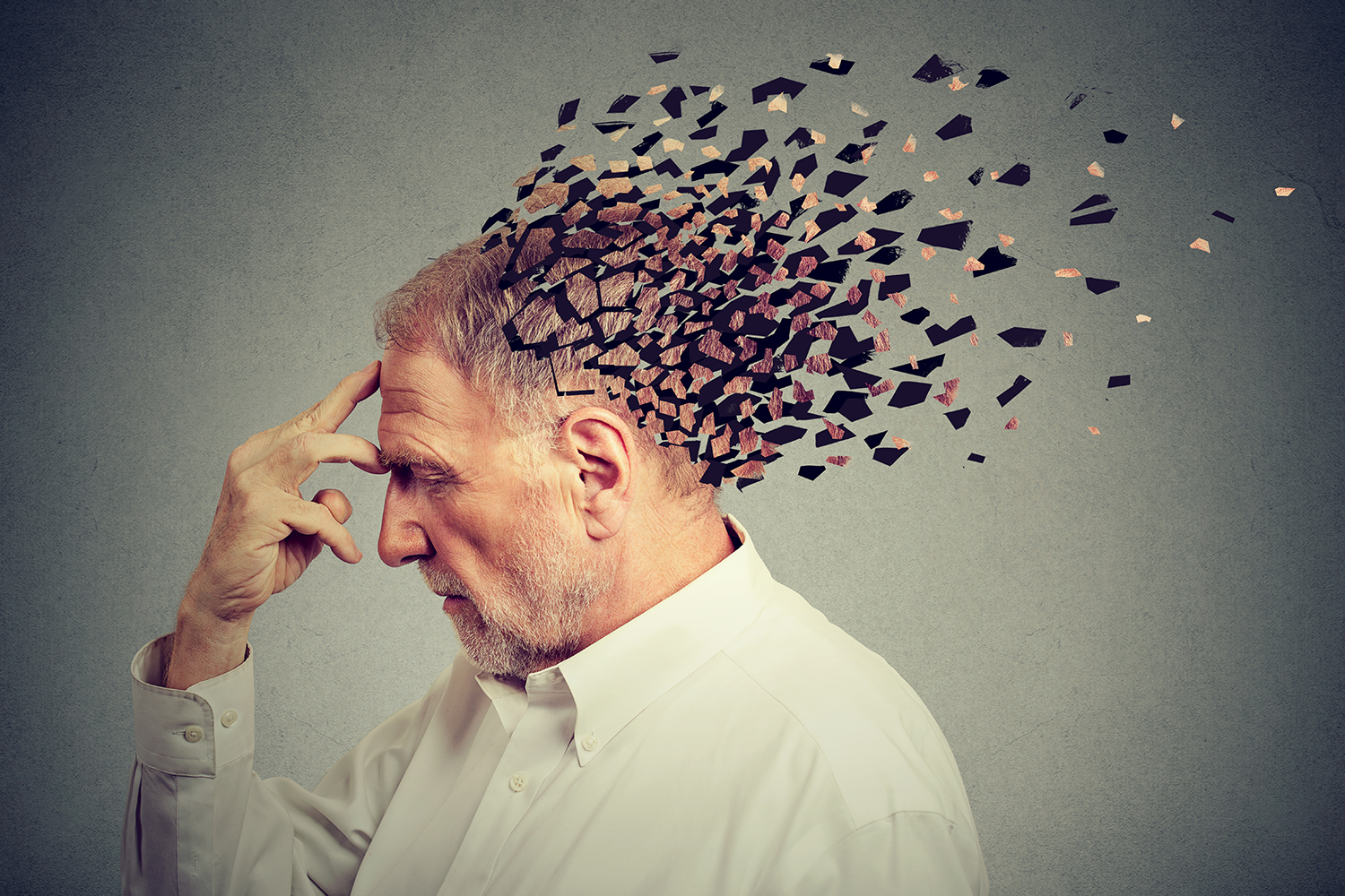 an older man with a scattered mind