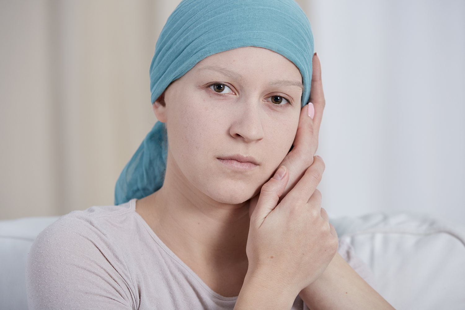 A woman with cancer suffering from fatigue after chemotherapy
