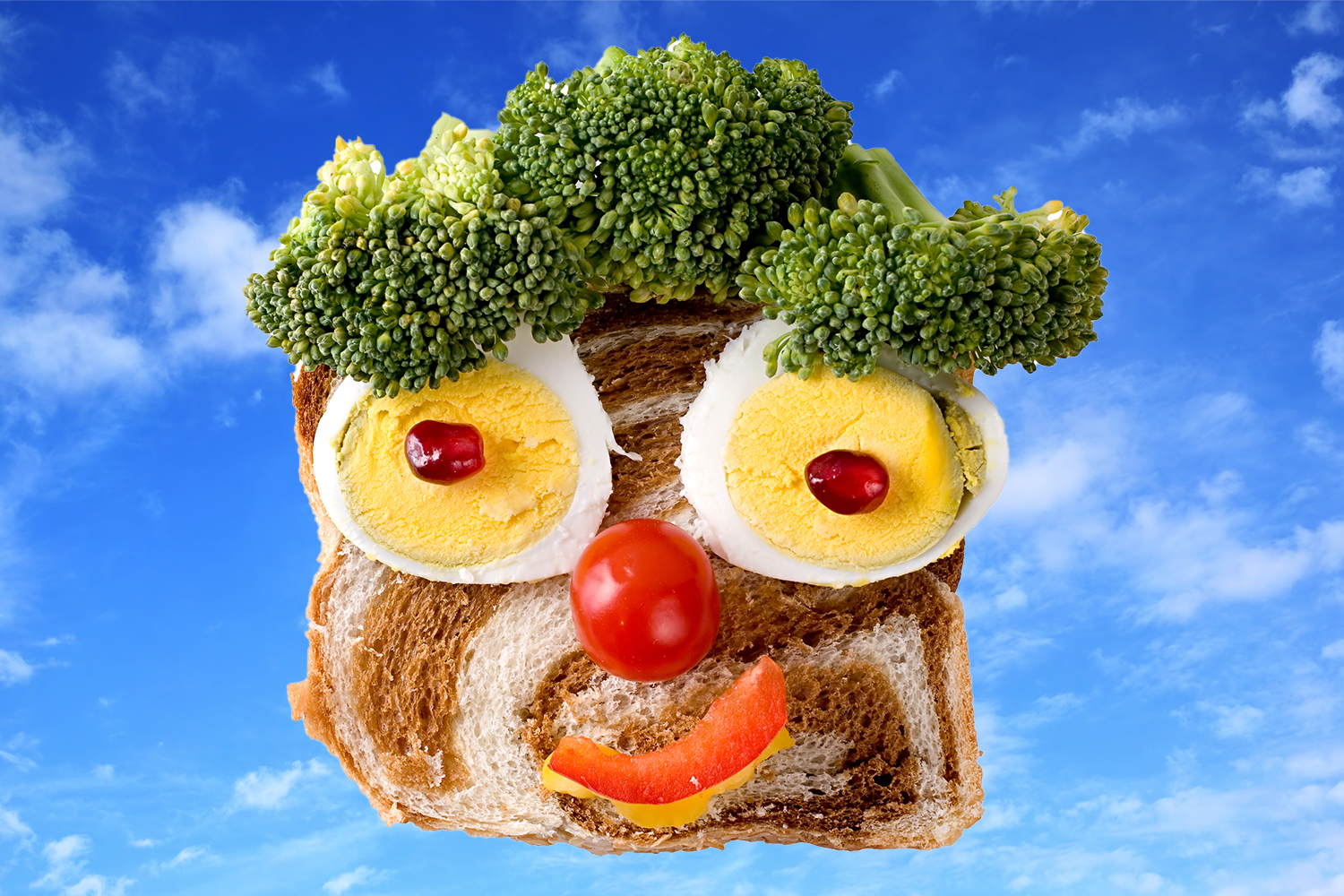 Boost Your Mood With Healthy Recipes food arranged into a smiling face
