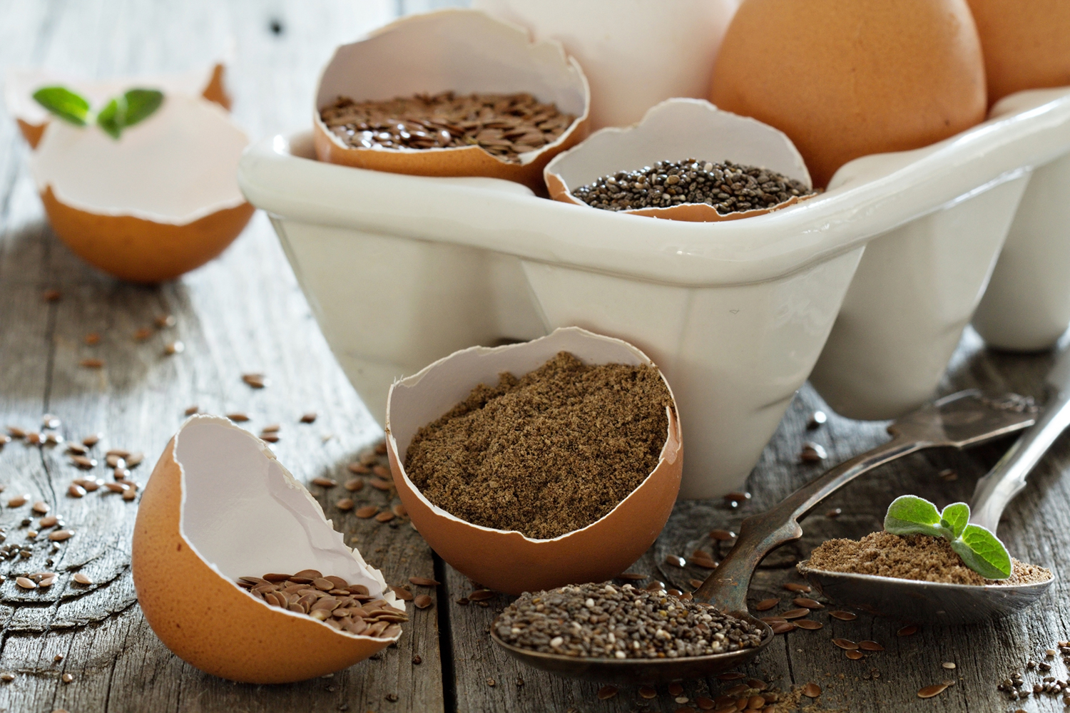 Flax filled egg shells.