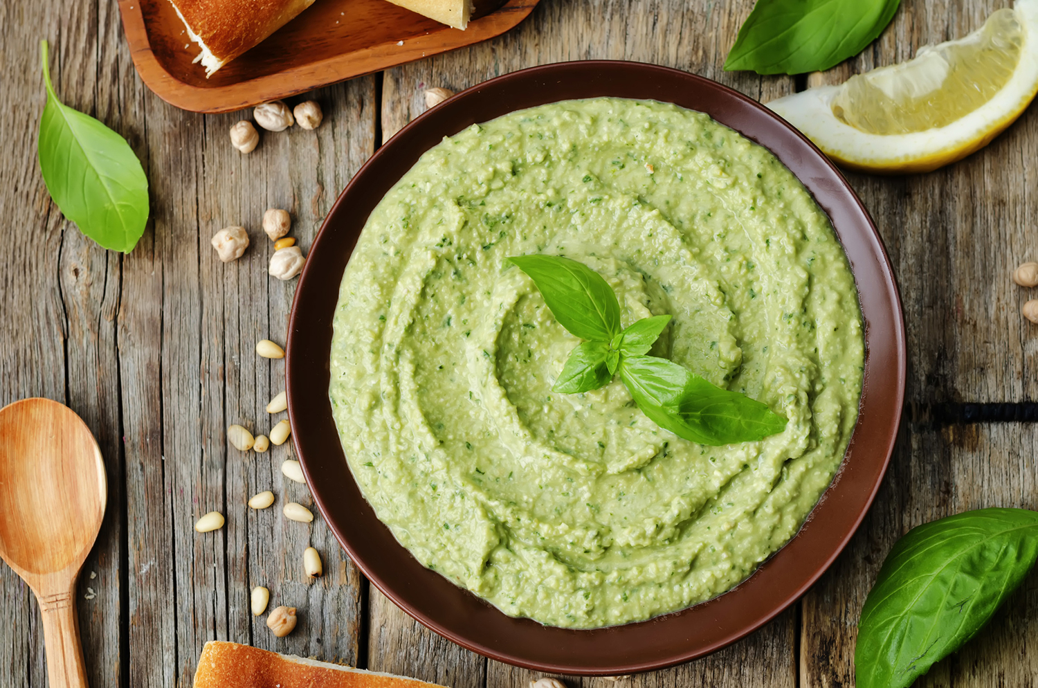 A bowl of fresh homemade pesto