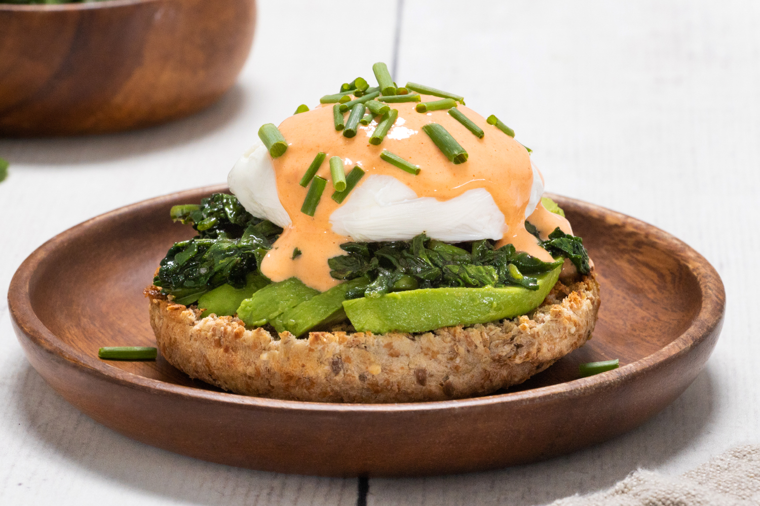 Roasted Red Pepper Eggs Benedict eggs benedict with avocado and roasted red pepper hollandaise