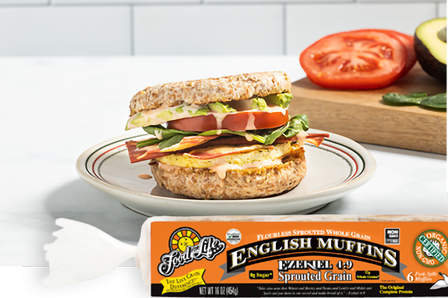 Ultimate Vegan Breakfast Sandwich a breakfast sandwich on an english muffin