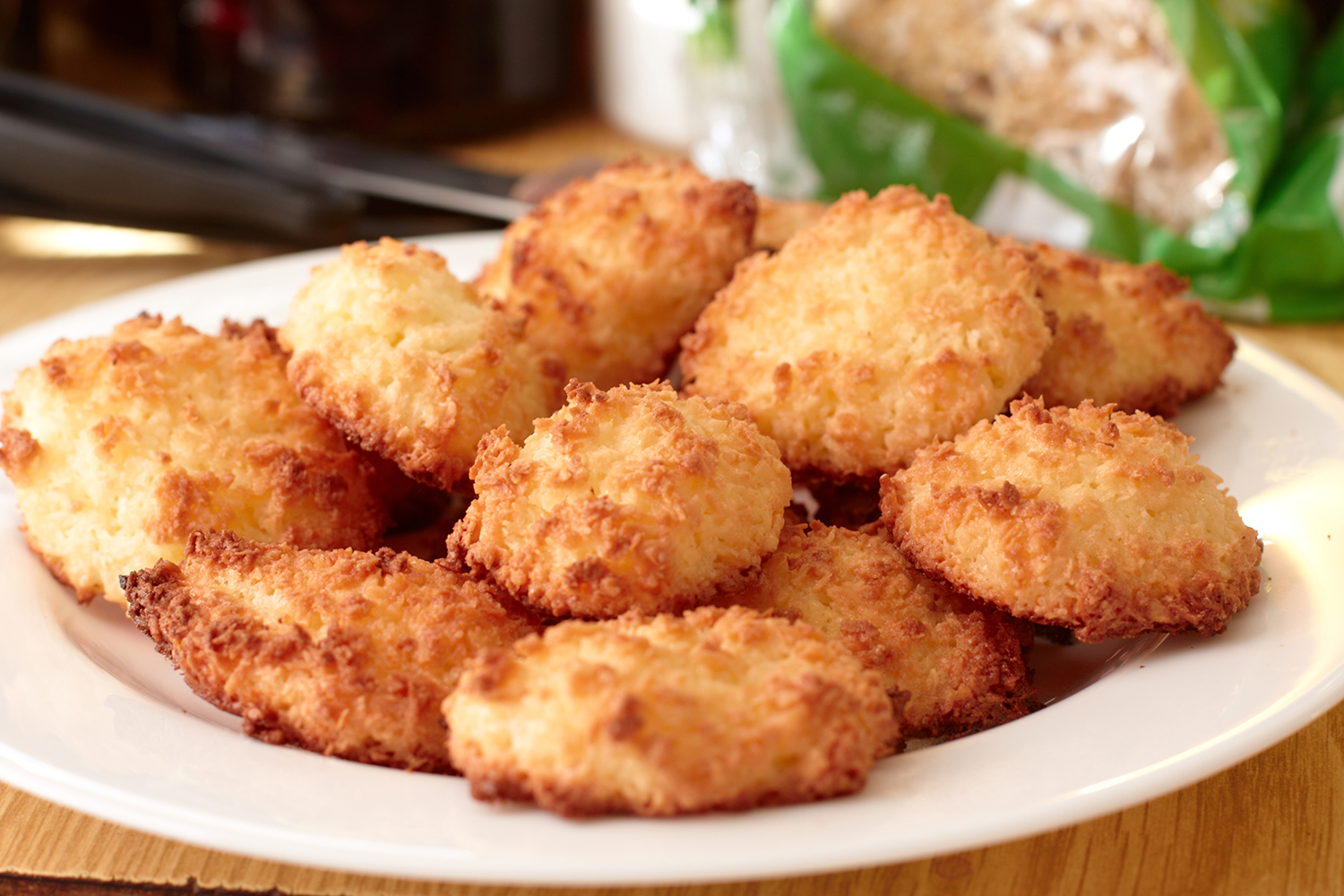 a plate of homemade coconut cookies