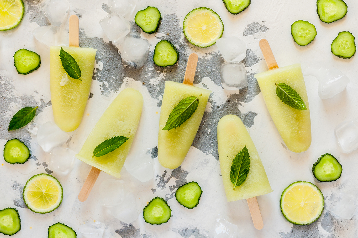Minted Cucumber Lemonade Frozen Pops cucumber frozen pops with lime and mint