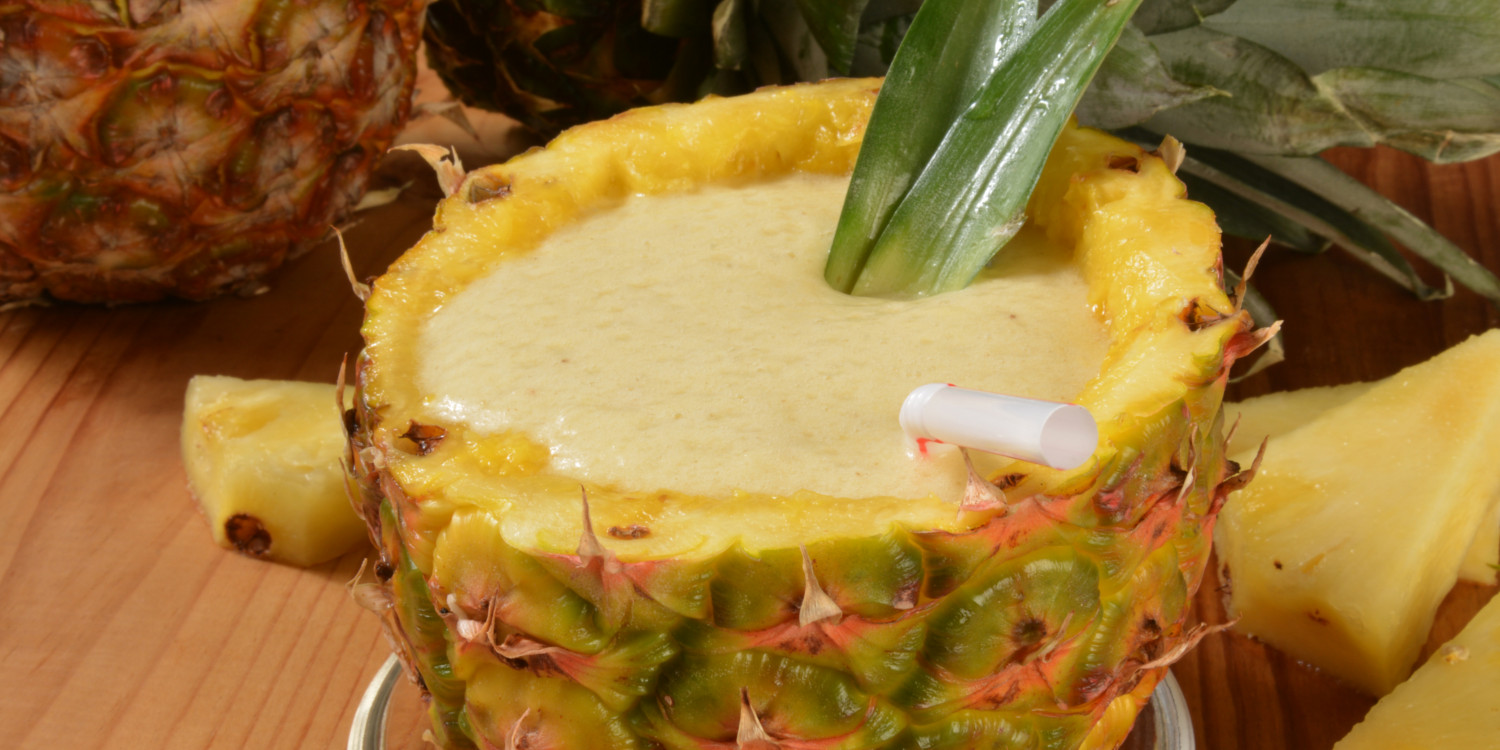 Pineapple Banana Smoothie a smoothie served in a pineapple shell
