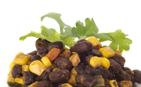 Corn and Black Bean Tostadas Black beans, corn kernels and cilantro
