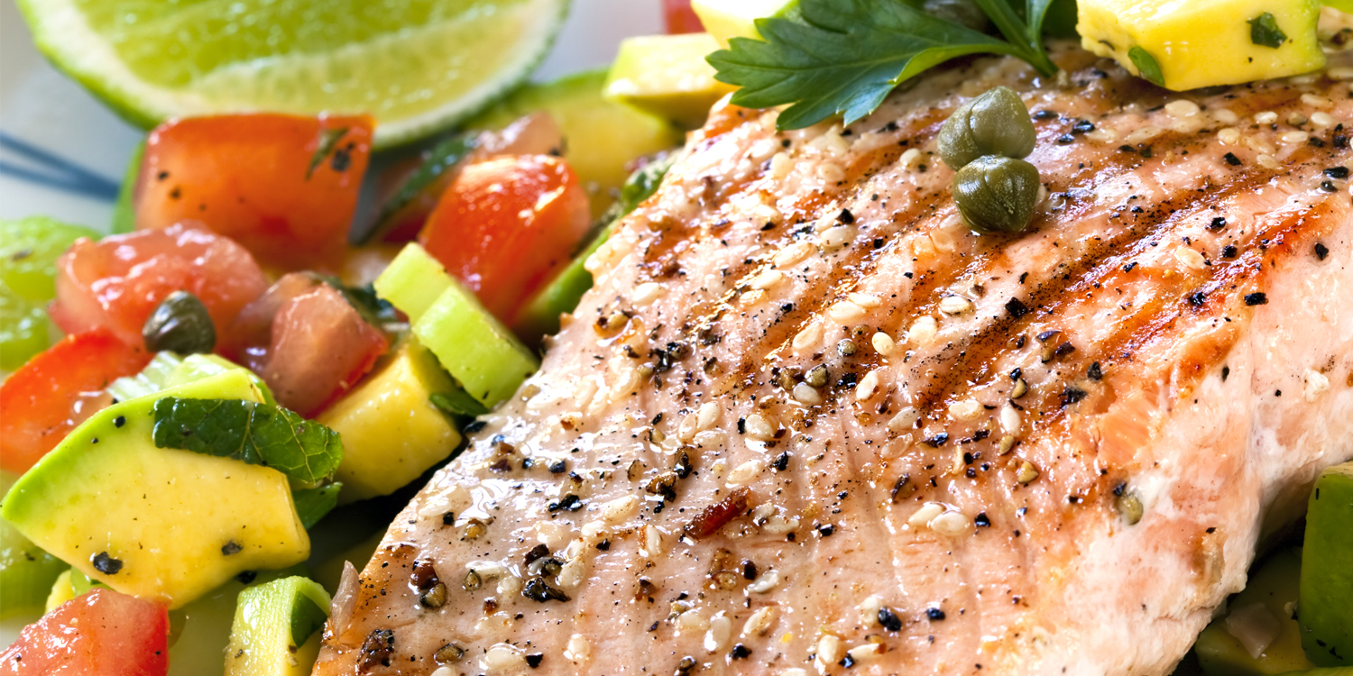 Grilled Salmon with Peach and Avocado Salsa Salmon with Salsa