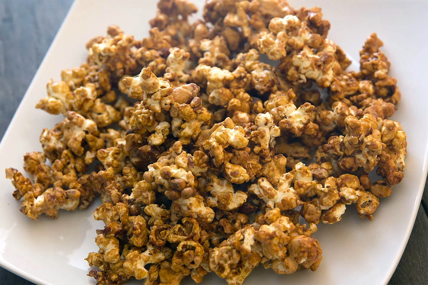 Almond Caramel Corn popcorn and nuts coated in caramel