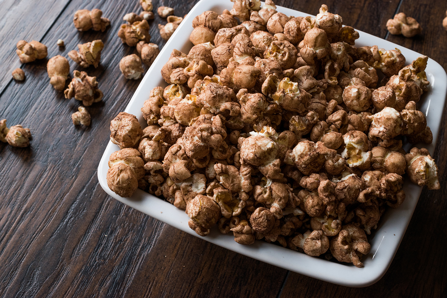 Chocolate Popcorn with Almonds and Raisins popcorn covered in chocolate