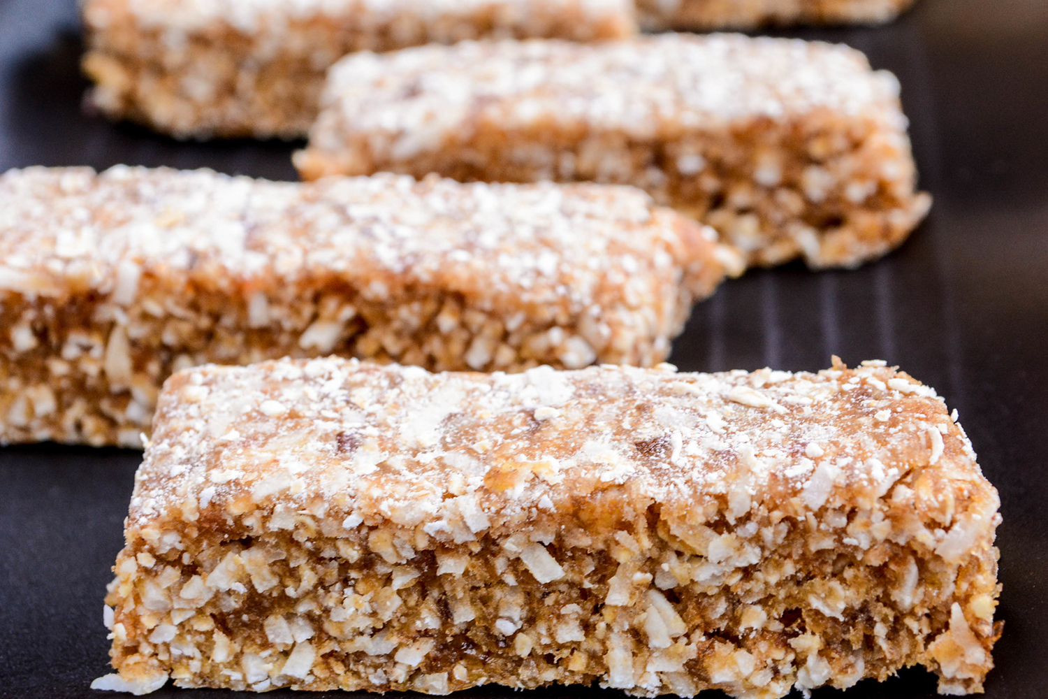 Homemade Nature Bars Close up of homemade date bars