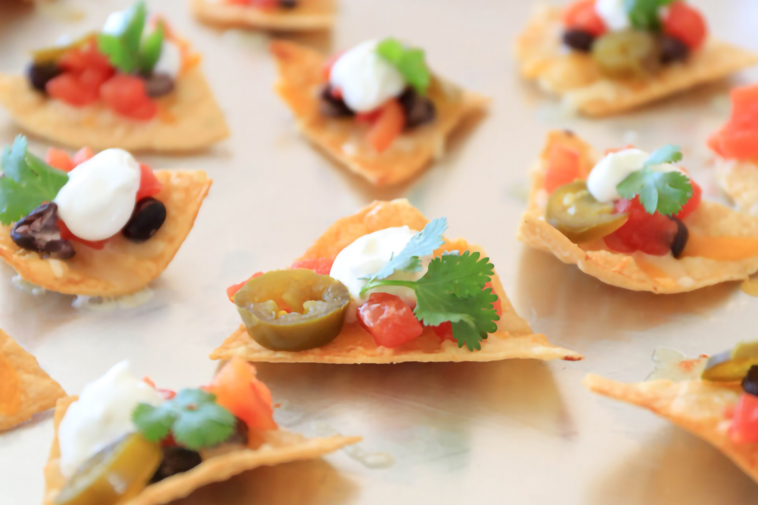 dressed and garnished tortilla chips