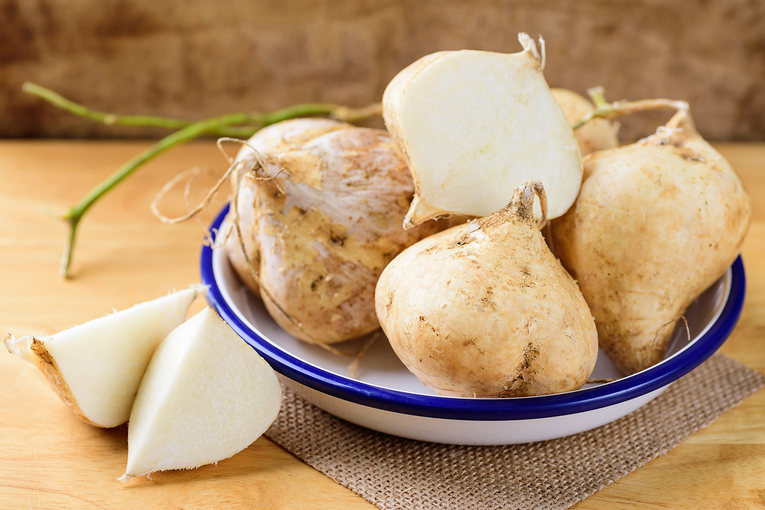 a bowl of jicama ready to be chopped