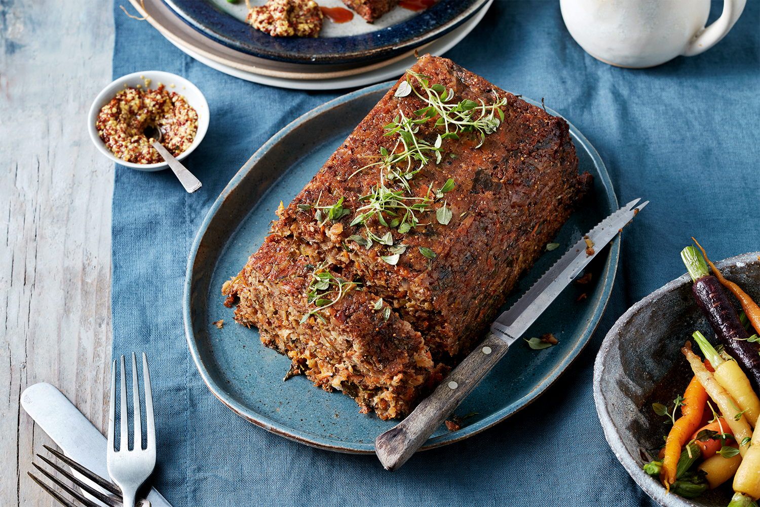 Savory Fig & Walnut Stuffing Slices Vegan stuffing cooked as a loaf for slicing
