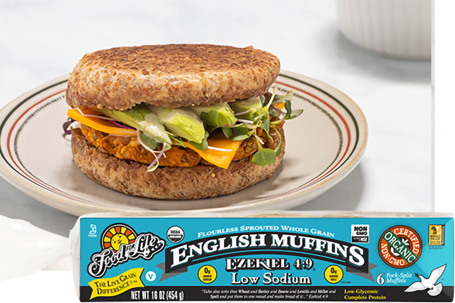 Sweet Potato Lentil Patty Sandwiches a vegetarian patty on an english muffin