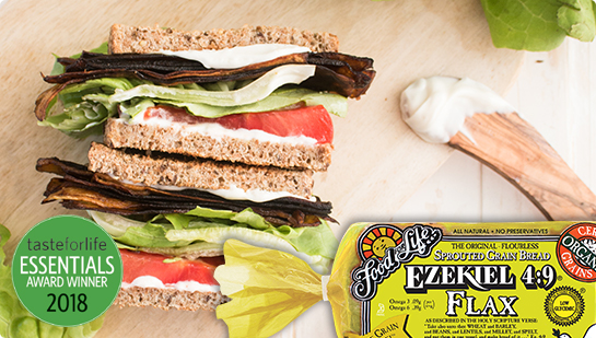 Vegan Eggplant BLT a vegan sandwich made with flax bread
