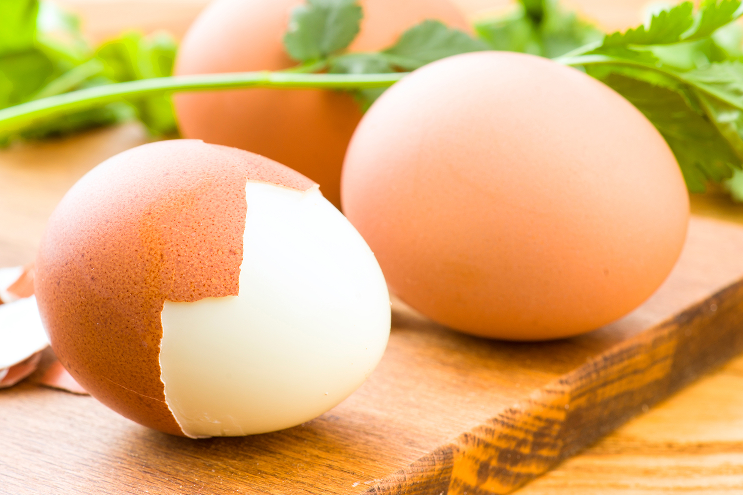 Boiled eggs on the counter