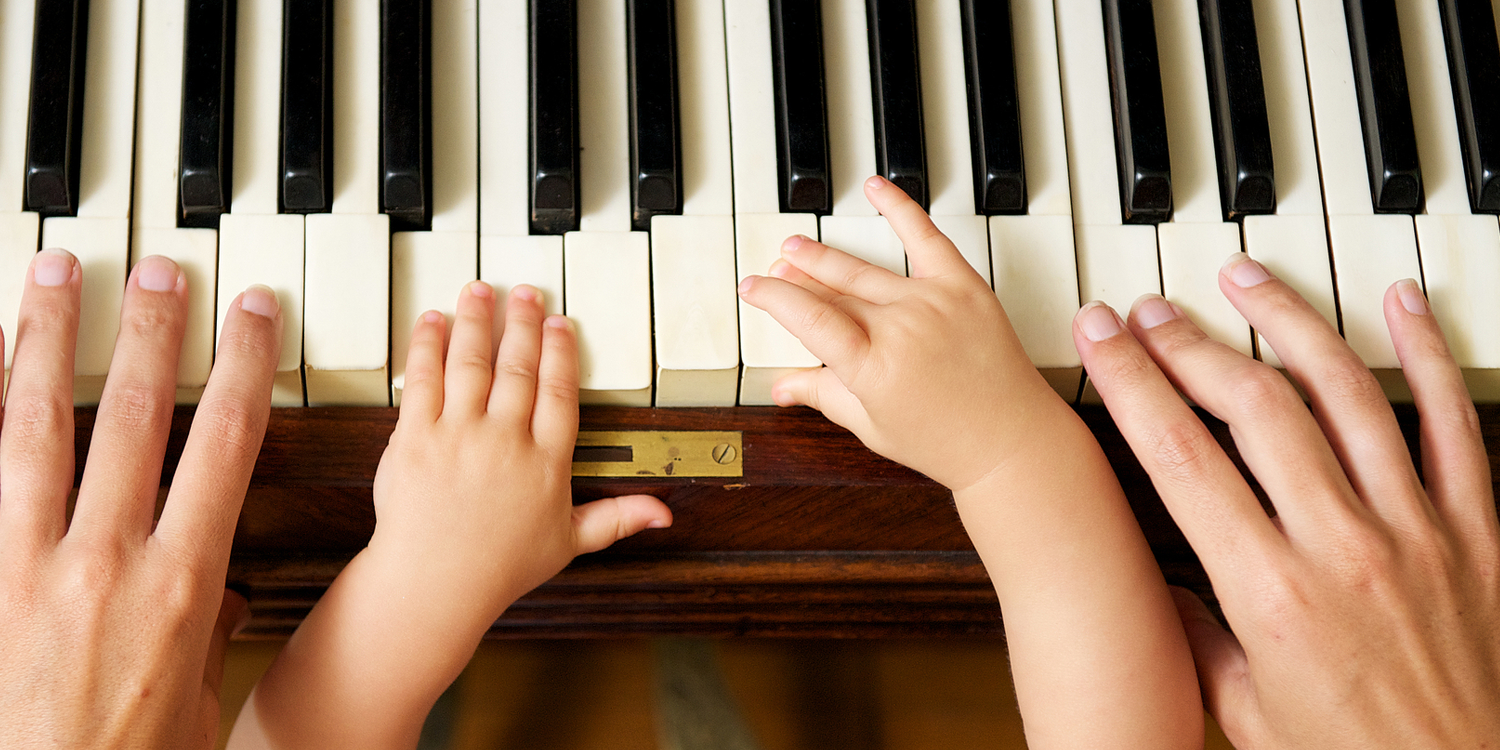 Baby playing music