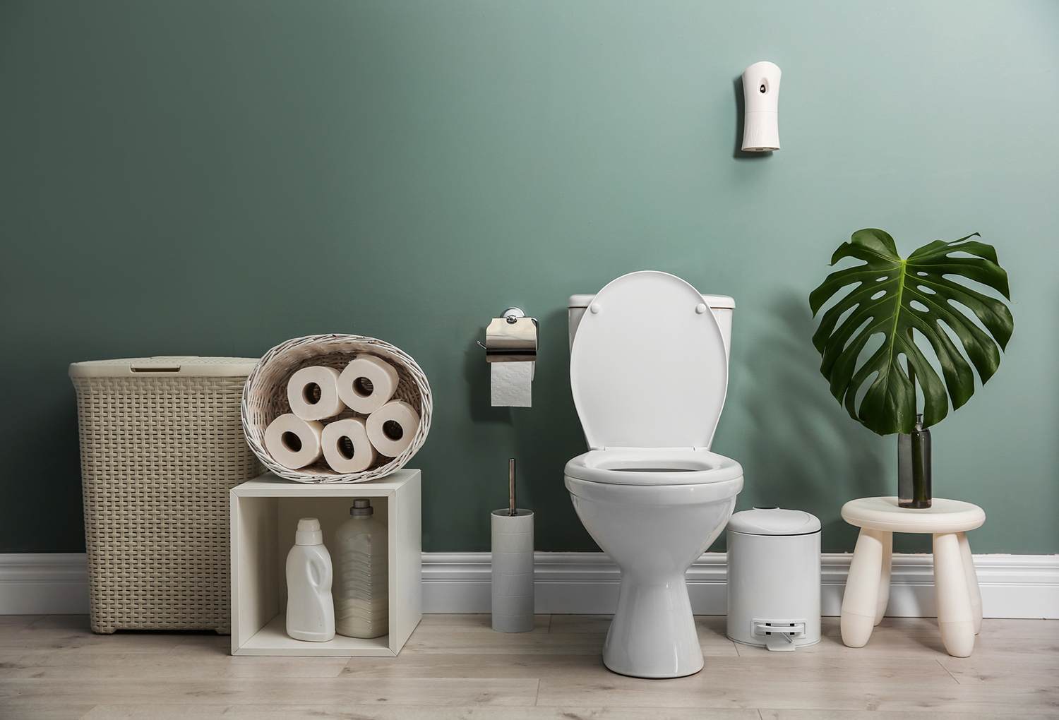 Eco-themed bathroom.