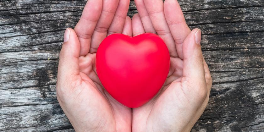 a woman holding a traditional heart
