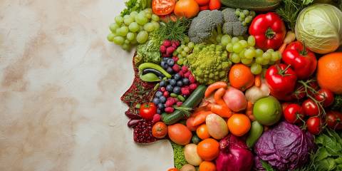 Mindful Eating food arranged to make a smiling face in profile