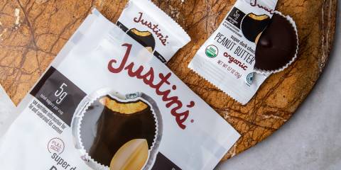 Justin’s Super Dark Chocolate Peanut Butter Cups a bag of peanut butter cups