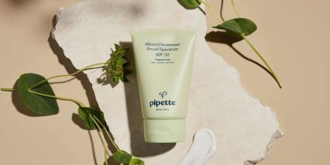 natural sunscreen on a flat rock on the beach