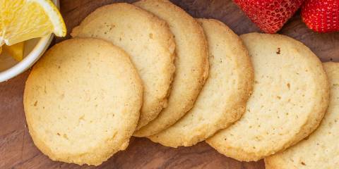 a stack of crisp lemon cookies