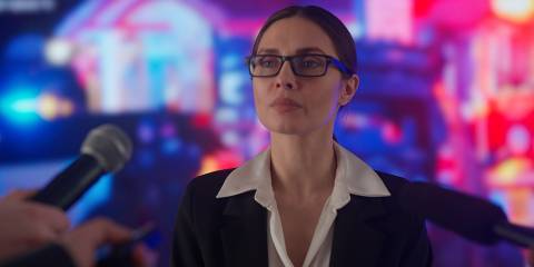 an expert being interviewed on television news