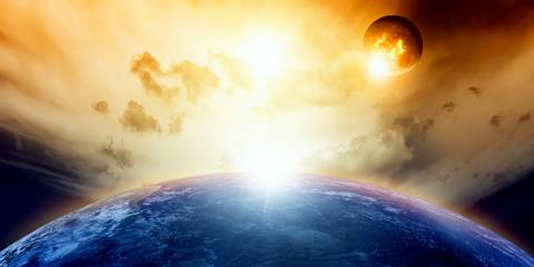 two worlds floating in the cosmos