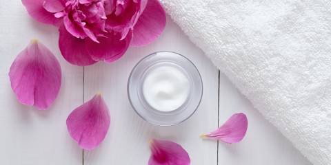 Nutrients to Fight Aging & Boost Skin Health natural herbal moisturizing lotion with pink flower petals