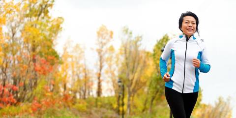 A middle-aged woman going for a healthy jog