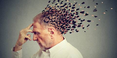 an older man with a scattered mind