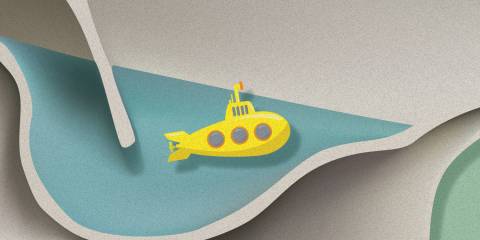 Should Your Poop Float? a submarine floating up to use its periscope in a toilet