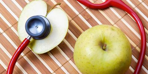 Top Ten Foods for Lung Health an apple and a stethoscope