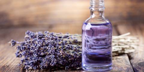 Manage Stress with Supplements A bottle of calming lavender essential oil