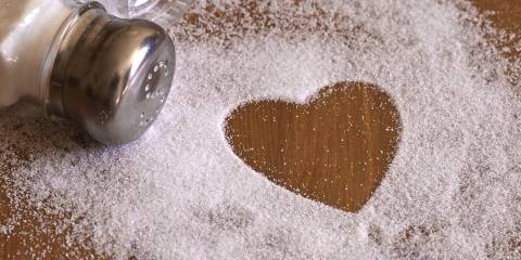 Shake Salt from Your Diet A salt shaker spilled out into a heart shape