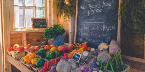 An organic fruit and vegetable stand.