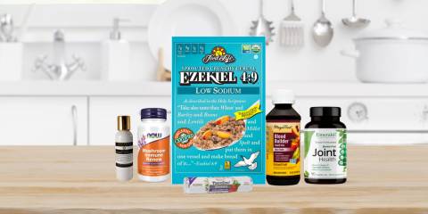 a selection of all-natural foods and supplements