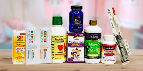 a collection of all-natural supplements for kids, and a cool toothbrush
