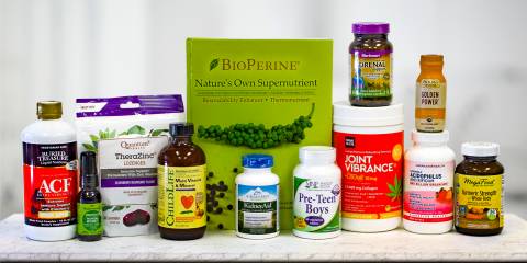 a wide variety of all-natural supplements and a book