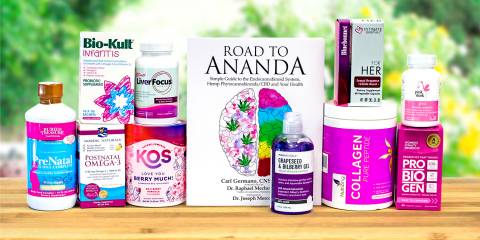 a bunch of natural supplements, purple and pink