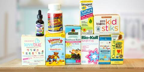 A selection of all-natural supplements and vitamins for kids