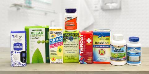 A selection of natural remedies and supplements for sinuses and respiration