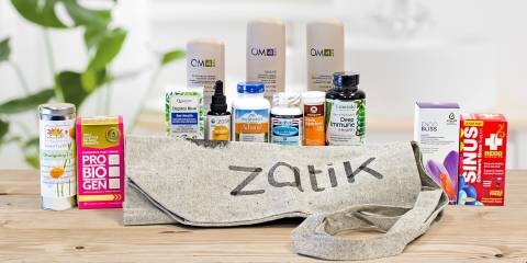 a selection of all-natural body care, immunity, and sinus products