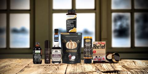 a selection of all-natural foods, body care products, and remedies