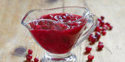 Cranberry-Orange Sauce Cranberry-Orange Sauce in a sauce boat for serving.