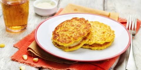 Freshly made corn pancakes.